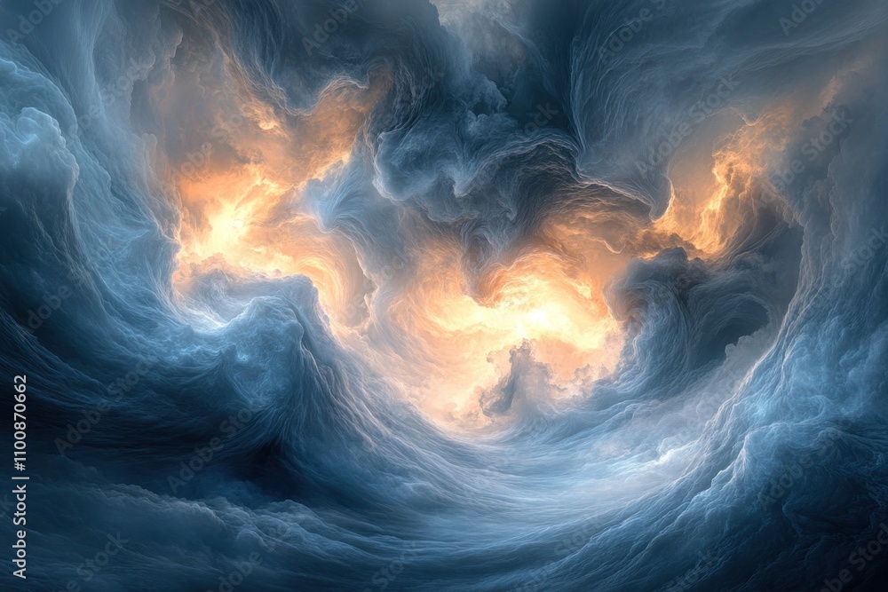 Aufkleber abstract swirling clouds with a bright light in the center, creating a dramatic and ethereal atmosph