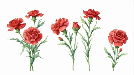 Naklejka premium there are three red flowers that are on a white background