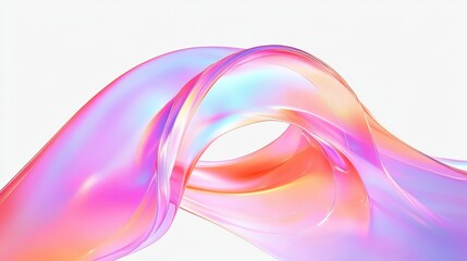 Abstract Fluid Motion Holographic Neon Curved Wave in Bright Colorful Gradient Background