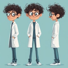 Fototapeta premium Classic Cartoon Boy Character Design in Doctor Outfit