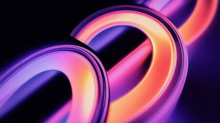 Abstract Neon Geometric Shapes with Vibrant Colors and Depth in a Futuristic Design Background