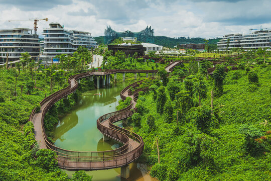 Lush Green Park with Winding Pathways inside IKN