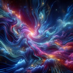 Obraz premium Cosmic flows Currents holography transports viewers to the vast