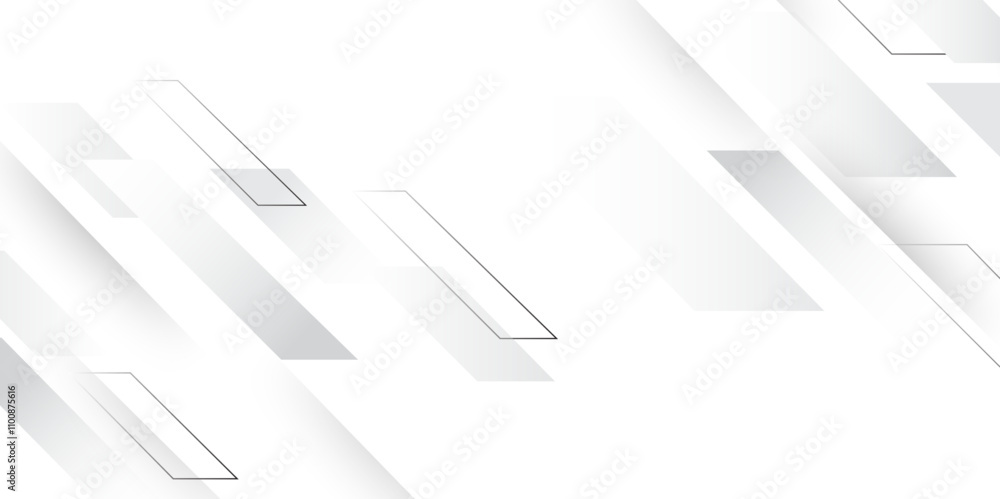 Poster Abstract geometric white and gray color arrow background. vector minimalist simple and modern background. abstract shiny technology Banner, brochure, motion presentation background. Vector design.