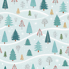 Fototapeta premium Festive Christmas Seamless Pattern