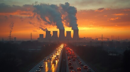 A power plant releases smoke into the atmosphere, highlighting the issues related to climate change and air quality.