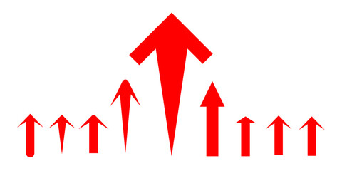 arrows up icon. red arrow graph on white background. upward straight sign. North direction element on maps