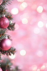 Obraz premium Christmas background with light sparkles on pink canvas