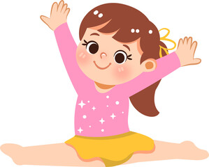 Kids Doing Gymnastic Split Illustration