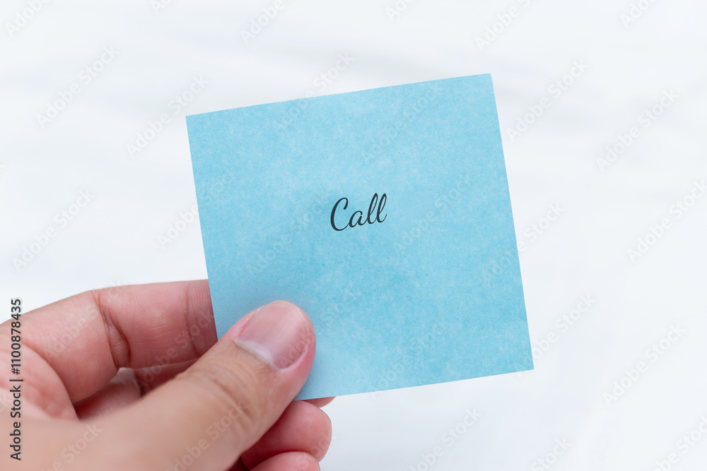 Poster Handwritten note reminding to call close-up view minimalist style soft background personal communication concept