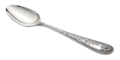 sliver spoon isolated on white background as transparent. PNG. AI GENERATED.