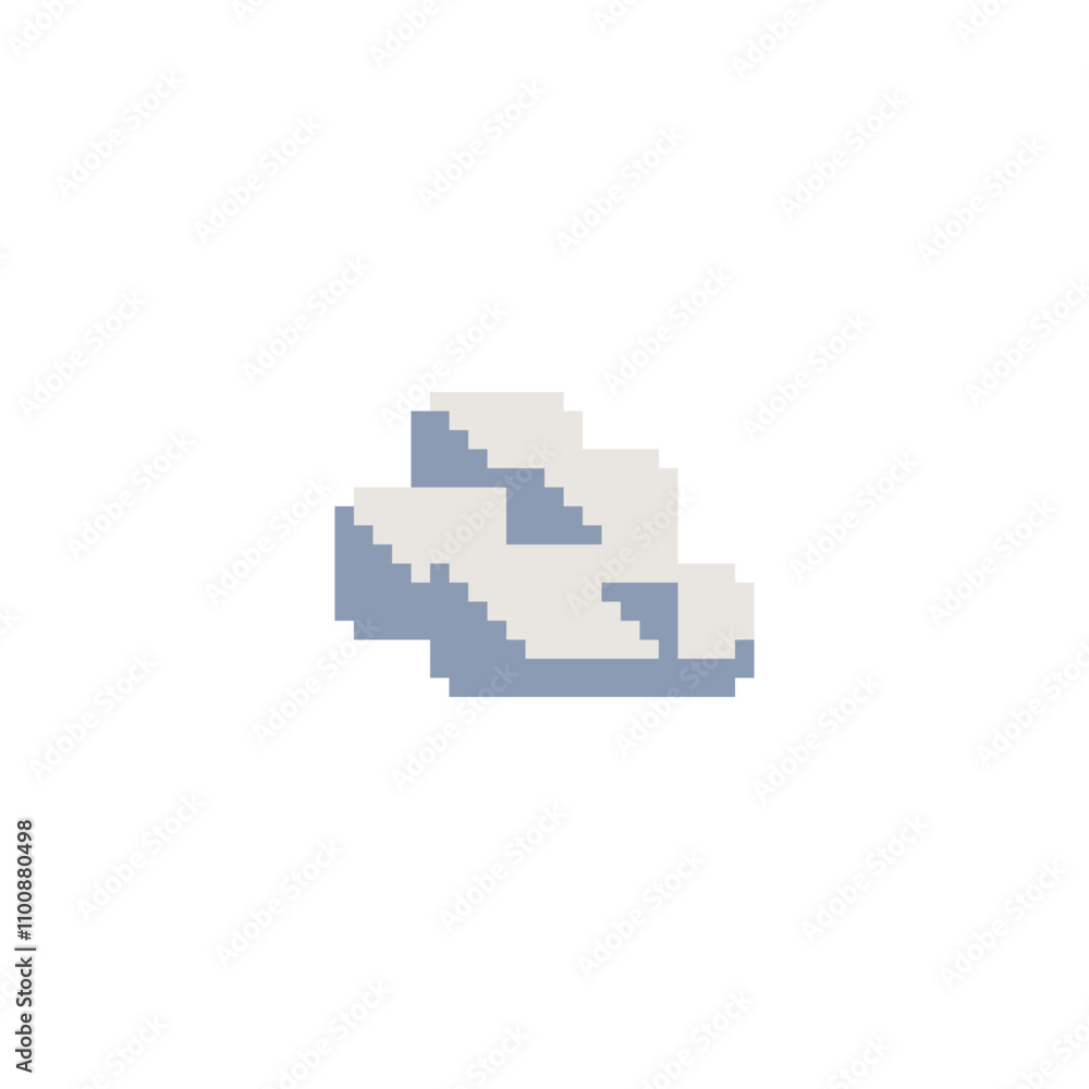 Poster clouds icon. 80s pixel art. flat style. 1-bit sprite. game assets. cloud isolated vector illustratio