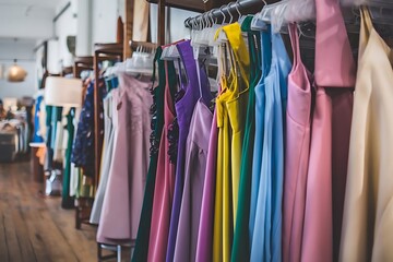 Obraz premium Clothes hang on a shelf