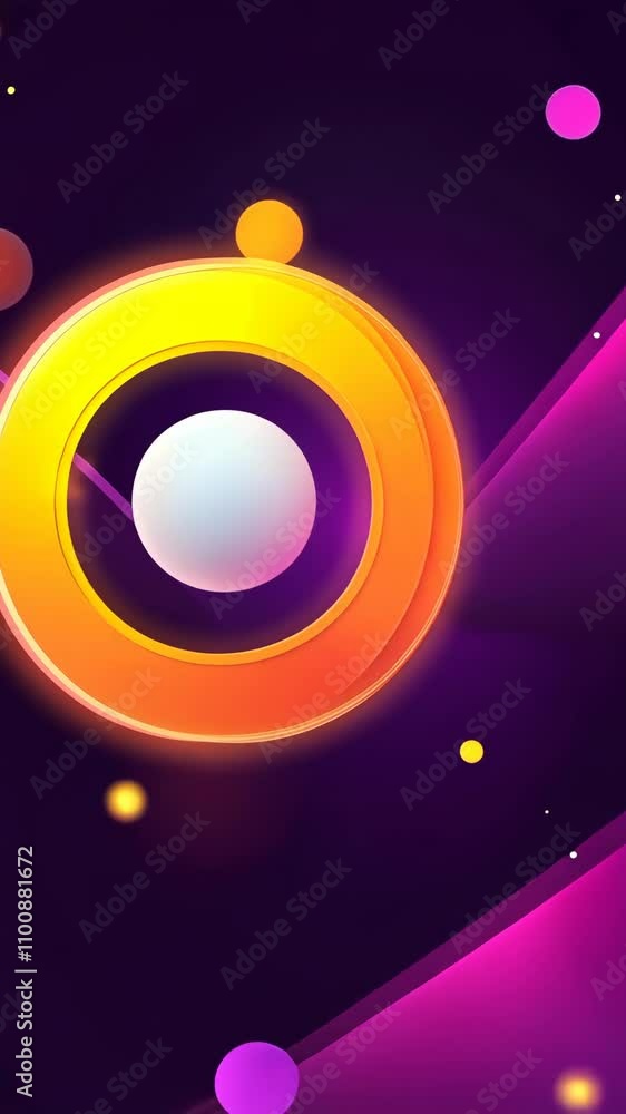 Poster colorful geometric abstract design with circles and shapes on a dark background