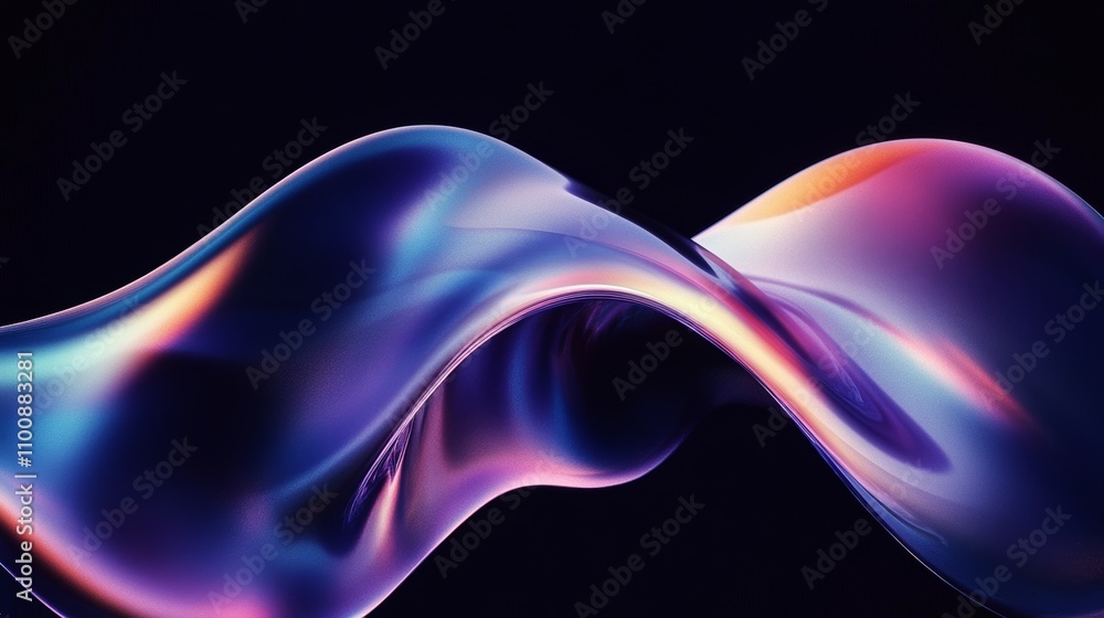Poster abstract blue waves dynamic fluid background with twisted glass effect for modern design