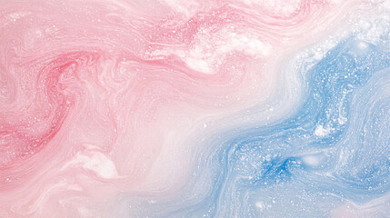 Obraz premium A soft, abstract swirl of pastel pink and blue hues, blending smoothly to create a serene, dreamy background.