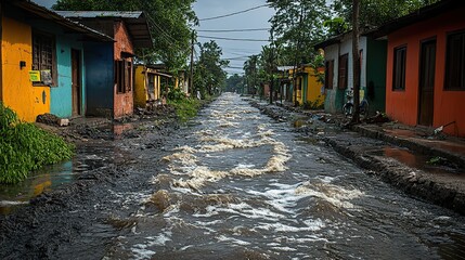 A route is submerged during the monsoon season, demonstrating the challenges of extreme weather events.
