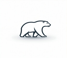 Fototapeta premium line art, a simple logo of a polar bear walking to the right on a white background