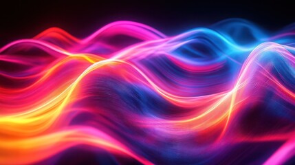 Obraz premium Abstract background of colorful glowing neon waves.