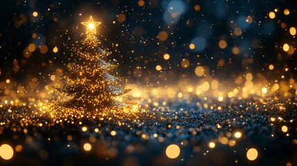 Obraz premium golden christmas tree and lights