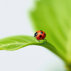 Obraz premium Epilachna borealis rises to the top of the leaf, leaf anatomy, outdoor scene, microscopic world