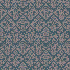Fototapeta premium Classic Damask Seamless Pattern - Vector Illustration for Elegant Textile Design 