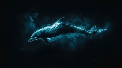 Fototapeta premium Ethereal Dolphin A Celestial Marine Mammal in Dark Waters
