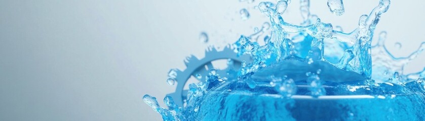 Captivating Close-Up of Water Splashing in a Clear Container with Bright Blue Liquid Creating Dynamic Motion and Visual Interest