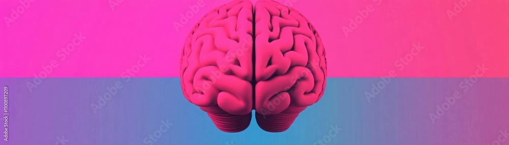 Poster vibrant abstract representation of human brain on a bold colorful background reflecting creativity a