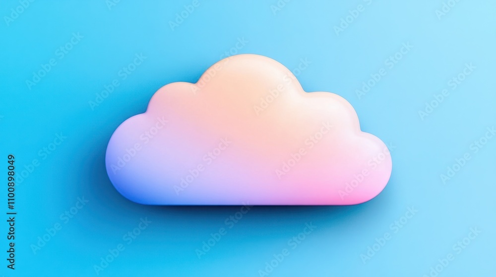 Poster soft and colorful cloud shape on a smooth gradient background in shades of pink and blue for use in 