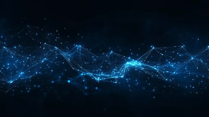 Futuristic Technology Network Background of Glowing Blue Lines and Dots