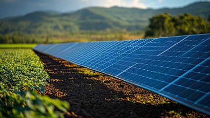 A solar panel is captured in a unique focus, emphasizing its role in harnessing renewable energy.