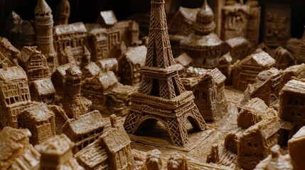 3D Printed Edible Model of Paris Eiffel Tower and Cityscape