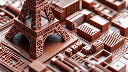 3D Printed Chocolate Eiffel Tower and Cityscape