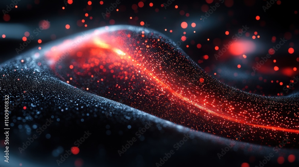 Poster abstract background with a red glowing line on a black surface.
