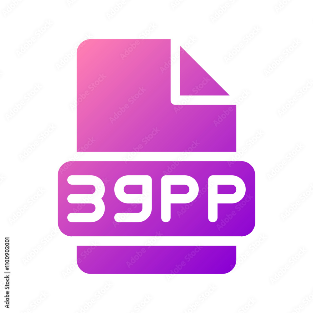 Poster 3gpp video file icon symbol with smooth color gradient design
