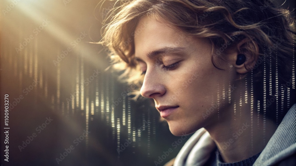 Aufkleber a dreamy portrait of an individual with gentle features the lighting casting soft shadows. the image