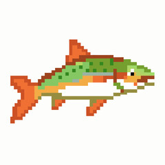 Fototapeta premium Pixel Art Fish Vibrant Digital Illustration of a Fish in Retro 8 Bit Style