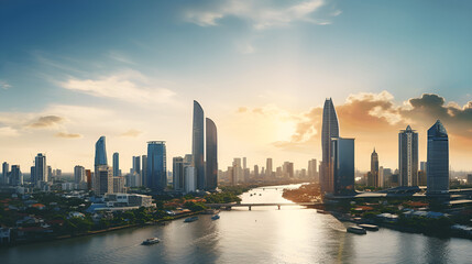 Fototapeta premium city skyline at sunset