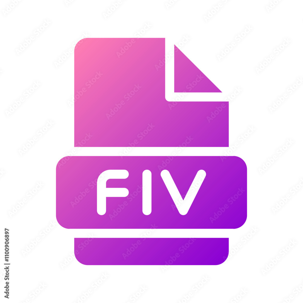 Poster Flv video file symbol icon with sleek gradient fill style