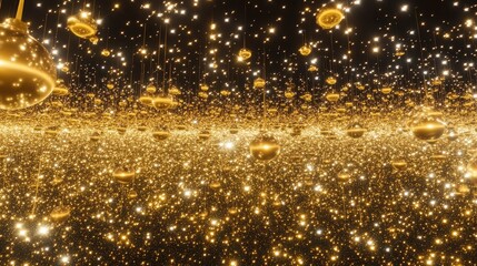 Naklejka premium Golden Sphere Installation A Dazzling Celestial Display