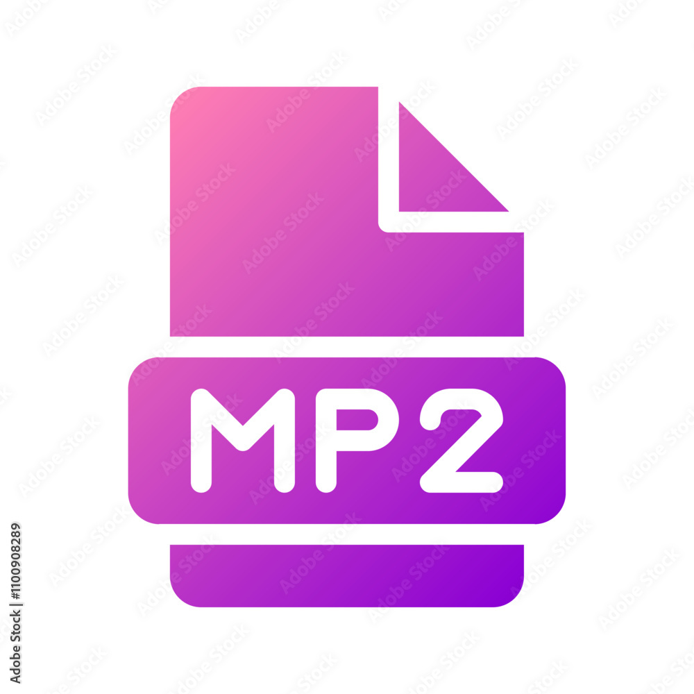 Poster Mp2 modern icon for video files with subtle gradient color details