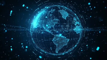 Obraz premium Global Network Security in Cyber Technology Visualization