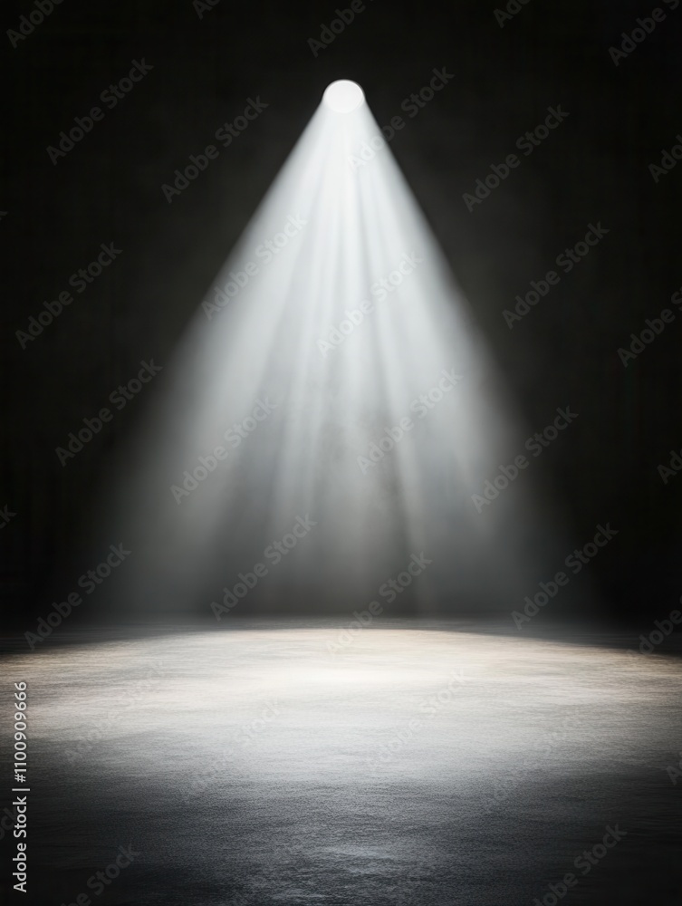 Poster a beam of light illuminates a dark space, creating a dramatic spotlight effect on the ground beneath