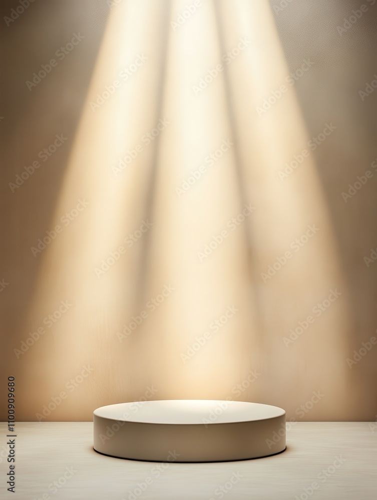 Poster A minimalist stage with soft spotlighting, creating a serene atmosphere for presentations or performances.