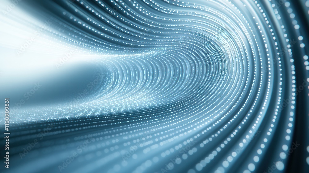 Poster A flowing pattern of blue digital lines and dots creates a sense of movement and depth, representing technology and innovation.