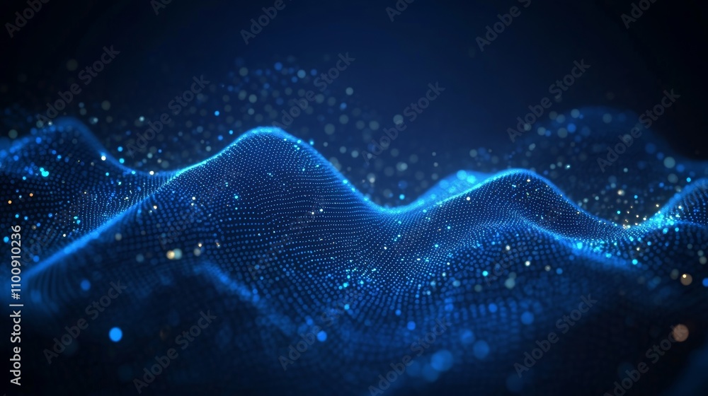 Poster abstract digital wave pattern background in deep blue theme