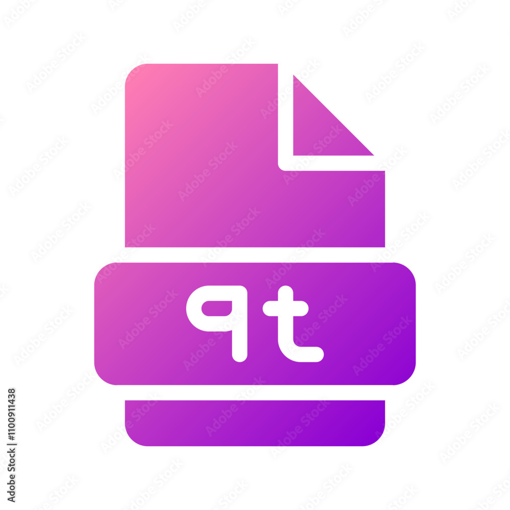 Poster qt minimalist icon with gradient color fill for video files