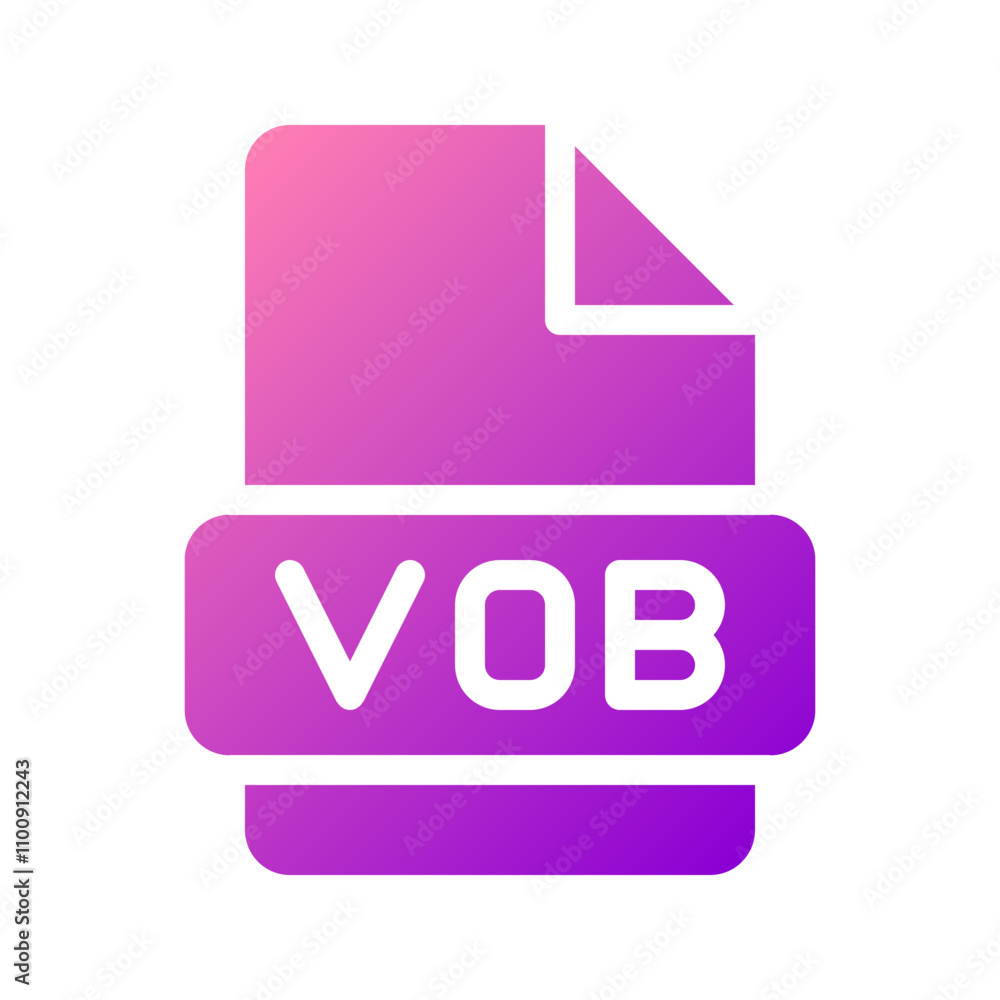 Poster vob artistic icon with gradient color effect for video file format