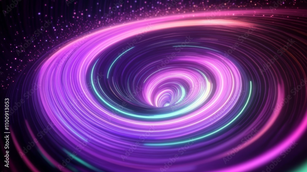 Poster colorful neon swirling vortex abstract digital art futuristic design with hypnotic patterns and dyna